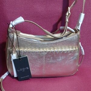 Lodis Shimmering Gold Crossbody Bag